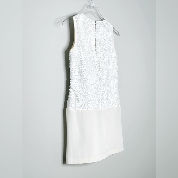 Tibi Sequined Insert Ivory Cream Silk Blend Shift Dress Size 4 - Picture 5 of 13